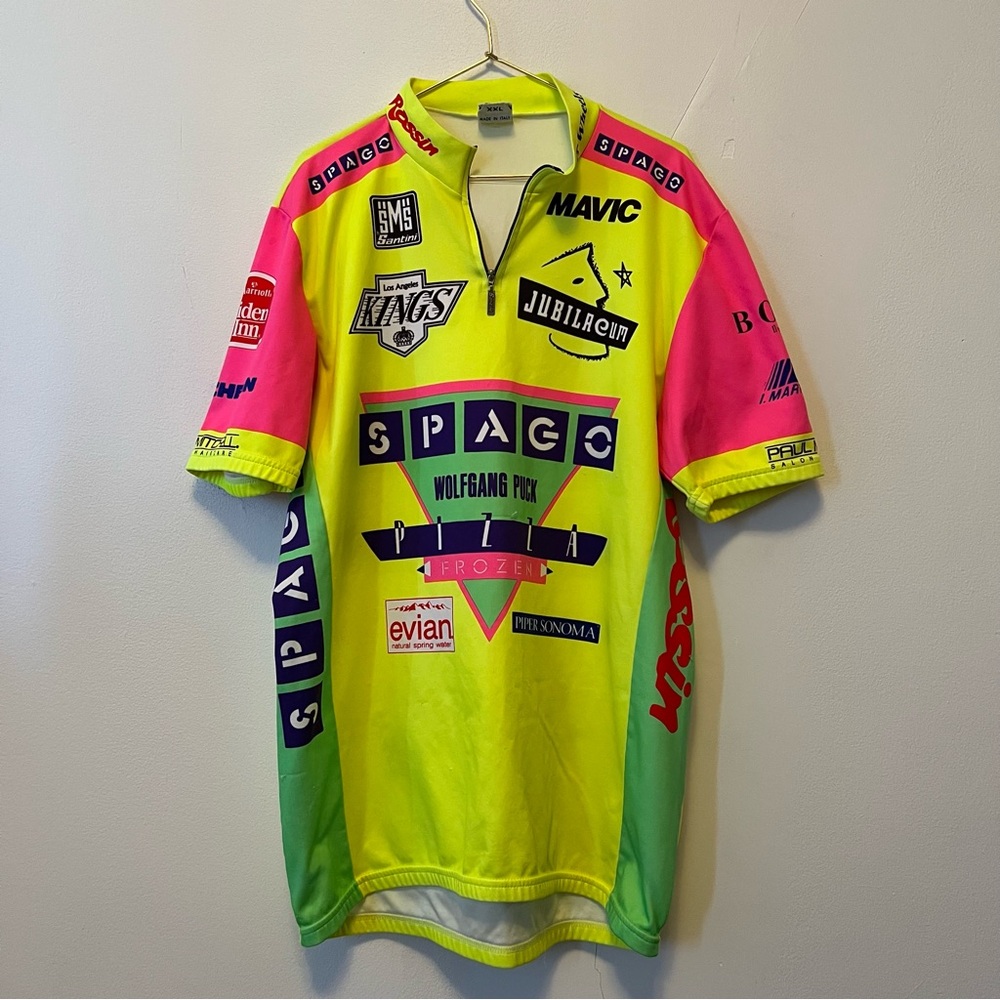 Vintage 1990s Spago Pro Cycling Italian Jersey XXL Los Angeles Kings SMS Santini